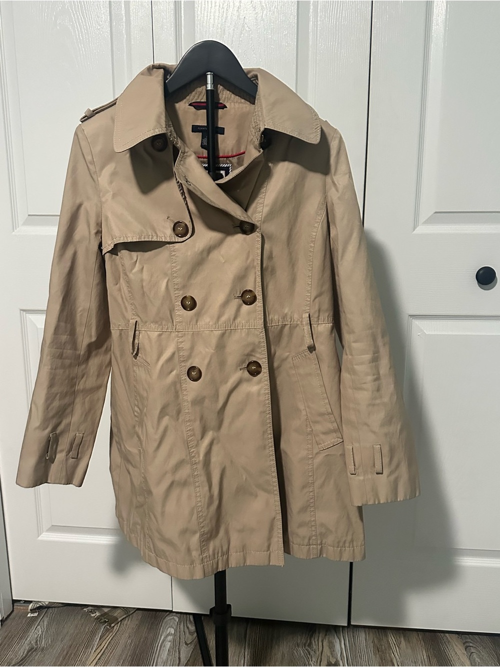 Tommy Hilfiger Khaki Double-Breasted Trench Coat